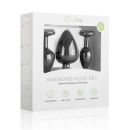 Zestaw korków analnych Diamond Plug Set-Black, 3-częściowy, silikonowy, z kamieniem, średnica 0,8-4 cm - 15