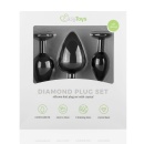 Zestaw korków analnych Diamond Plug Set-Black, 3-częściowy, silikonowy, z kamieniem, średnica 0,8-4 cm - 16
