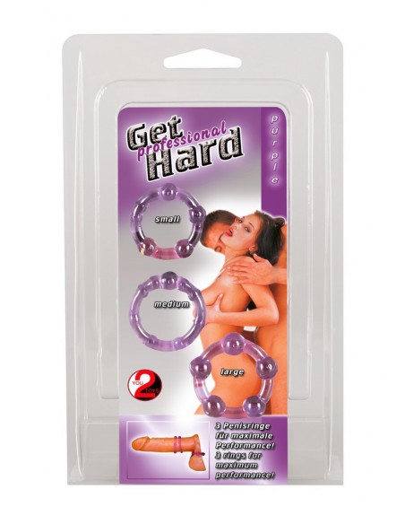 Zestaw pierścieni na penisa Get Hard lila - Pierścienie erekcyjne niewibrujące - 2
