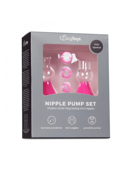 Przyssawki na sutki Pink Nipple Sucker Set - Pompki do sutków i pochwy - 7