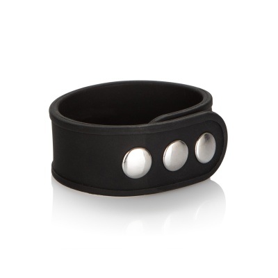 Pierścień erekcyjny Silicone 3-Snap Black z opaską 2 cm i regulacją trzema zatrzaskami - 1