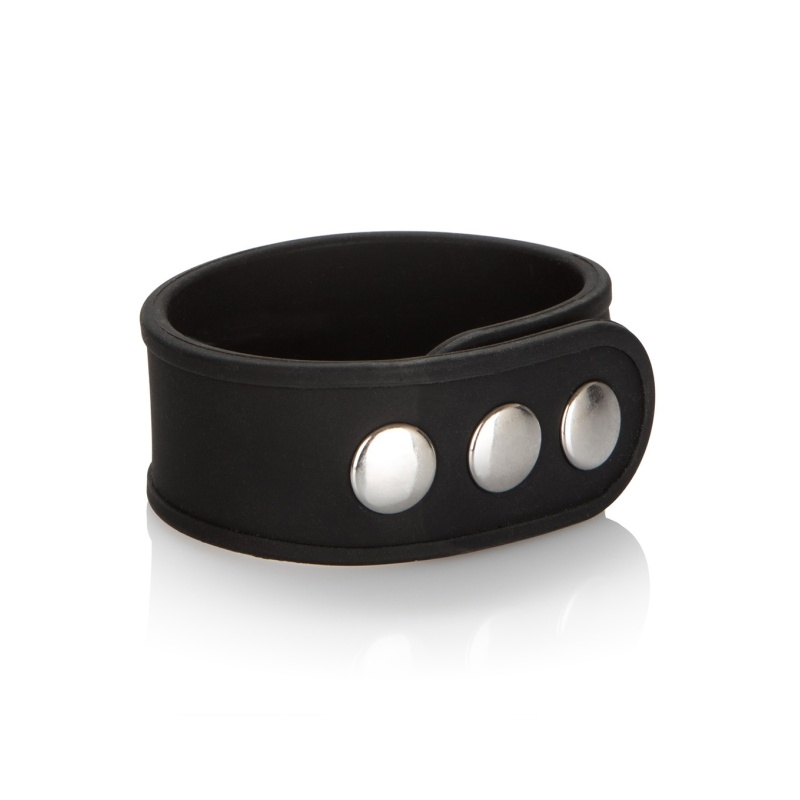 Pierścień erekcyjny Silicone 3-Snap Black z opaską 2 cm i regulacją trzema zatrzaskami - 1