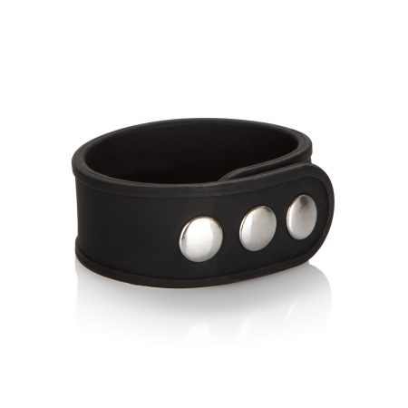 Pierścień erekcyjny Silicone 3-Snap Black z opaską 2 cm i regulacją trzema zatrzaskami - 1