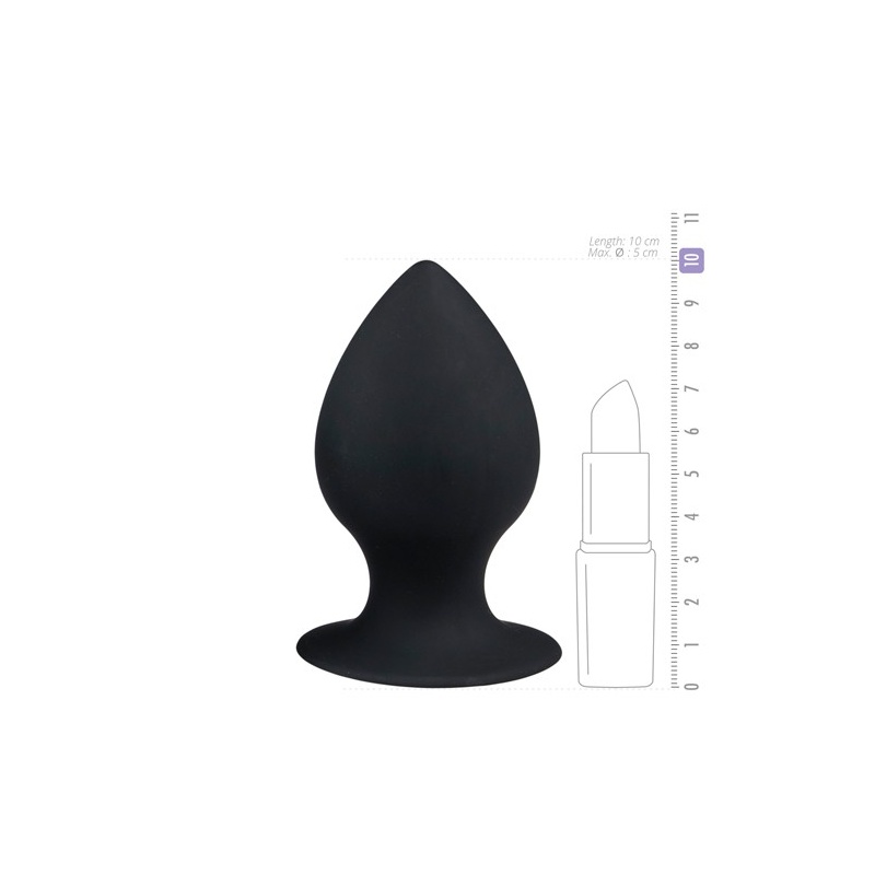 Korek analny gładki z silikonu z przyssawką, średni - 10 cm, średnica maks. 5 cm - 5