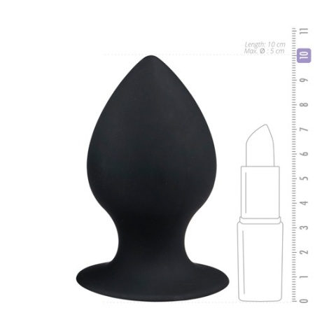 Korek analny gładki z silikonu z przyssawką, średni - 10 cm, średnica maks. 5 cm - 5