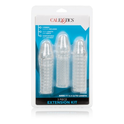 Zestaw 3 nakładek przedłużających Extension Kit Transparent z żebrowaną fakturą wewnętrzną i zewnętrzną, +2,5 cm - 1 2