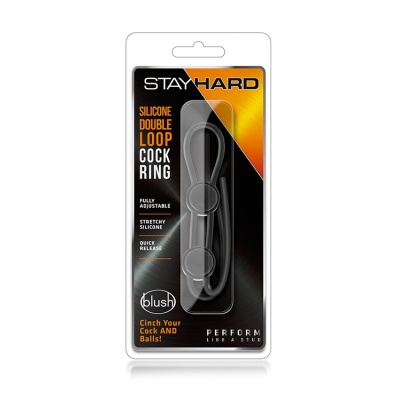 Stay Hard Double Loop - podwójny regulowany pierścień erekeyjny z silikonu platynowego, blokada slide (zacisk cierny), szybkie z - 1 2