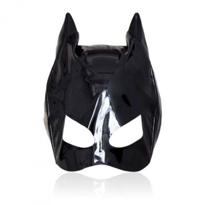 Cat Mask Large Black - Czarna kocia maska bondage z uszami, regulacja, otwory na oczy i usta - 1