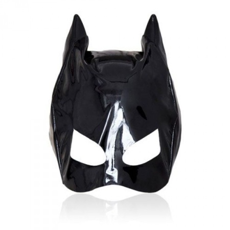 Cat Mask Large Black - Czarna kocia maska bondage z uszami, regulacja, otwory na oczy i usta - 1