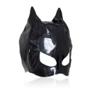 Cat Mask Large Black - Czarna kocia maska bondage z uszami, regulacja, otwory na oczy i usta - 2