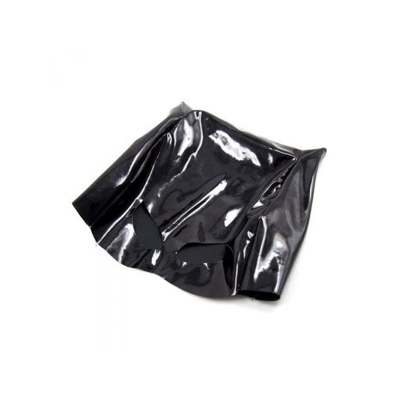 Cat Mask Large Black - Czarna kocia maska bondage z uszami, regulacja, otwory na oczy i usta - 4