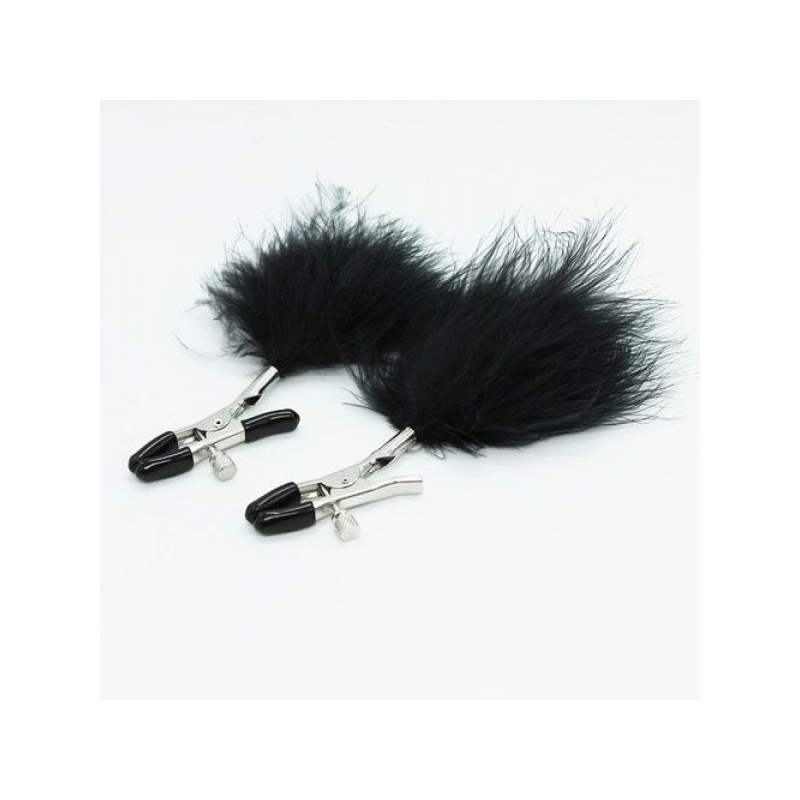 Klamry na sutki Pon Nipples Clamps z regulowanym naciskiem i pomponami - 1