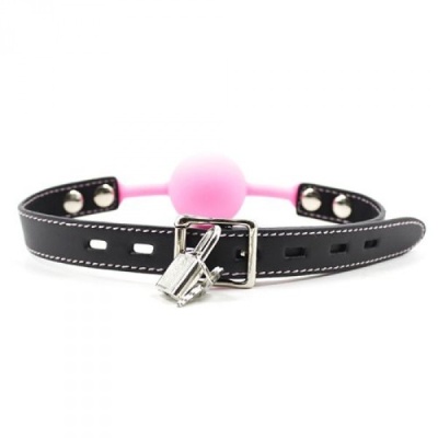 Knebel kulkowy Ball Gag z kłódką Toyz4Lovers różowy - 1 2