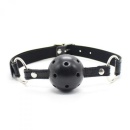 Knebel oddechowy Ball Gag czarny 5 cm z otworami wentylacyjnymi - 1