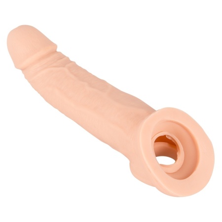 Nakładka na penisa Nature Skin – przedłużająca o 5 cm, z otworem na jądra, TPE, długość 21 cm, średnica wewnętrzna 2,7 cm - 1