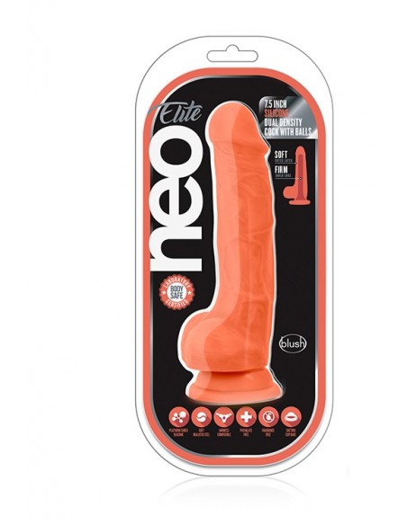 NEO ELITE 7.5INCH COCK WITH BALLS ORANGE - Dilda realistyczne - 2