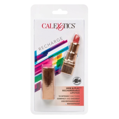 Wibrator punktowy Hide & Play Lipstick Recharge Red – 10 trybów wibracji, 19,7 cm - 1 2