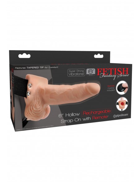 Wibrator Na Pasku Hollow Strap-On Remote 6 Inch - Strap-ony, dilda na pasku z wibracją - 2