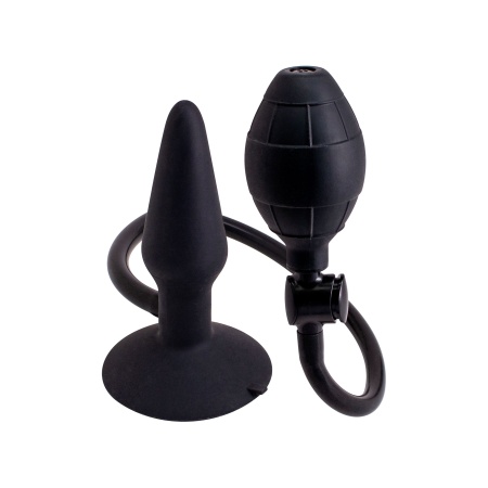 Pompowany korek analny Inflatable Butt Plug S Black - silikonowy, z ręczną gruszką do pompowania, 12,7 cm - 1