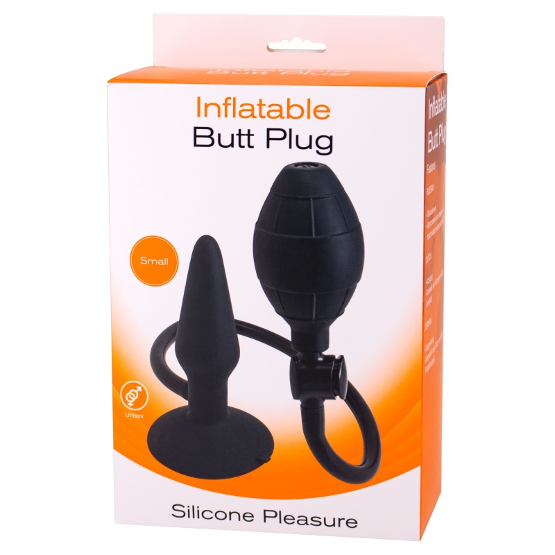 Pompowany korek analny Inflatable Butt Plug S Black - silikonowy, z ręczną gruszką do pompowania, 12,7 cm - 2