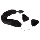 Korek analny z ogonem i kocimi uszami Pet Play Plug & Ears – silikon z powłoką PU, 9,3 cm - 2