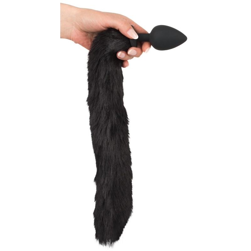 Korek analny z ogonem i kocimi uszami Pet Play Plug & Ears – silikon z powłoką PU, 9,3 cm - 5