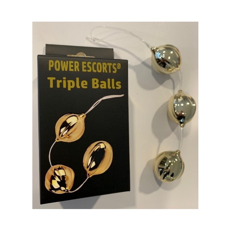 Kulki analne POWER ESCORTS Triple Balls Gold (złote) - 1