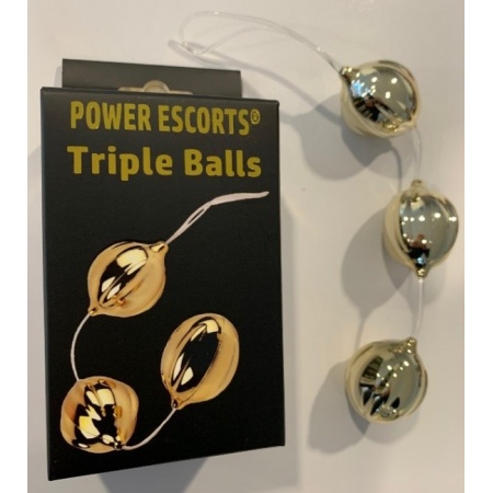 Kulki analne POWER ESCORTS Triple Balls Gold (złote) - 1