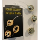 Kulki analne POWER ESCORTS Triple Balls Gold (złote) - 1