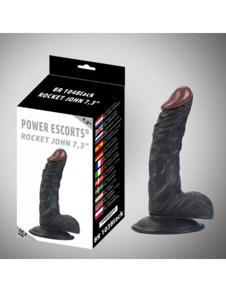 Rocket john 7,3 inch black realistic dildo  7,3 inch /  18,5 cm - Dilda realistyczne - 2