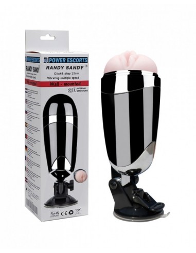Randy Sandy Black Wallmounted Masturbator Z Wibracjami - Masturbatory i Sztuczne pochwy - 4