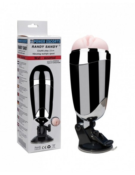 Randy Sandy Black Wallmounted Masturbator Z Wibracjami - Masturbatory i Sztuczne pochwy - 4