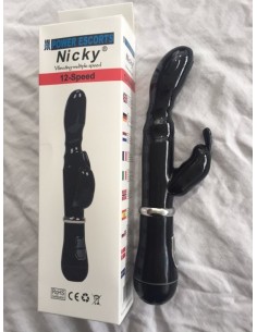 Wibrator Królik Nicky Black 14 Speed G Spot Vibrating 22 Cm - Wibratory Króliczki - 1