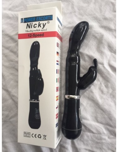 Wibrator Królik Nicky Black 14 Speed G Spot Vibrating 22 Cm - Wibratory Króliczki - 1