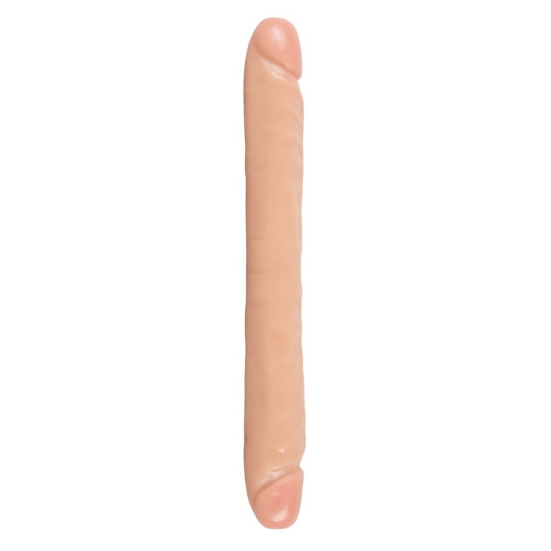 Double Dong – Podwójne Dildo Realistyczne z Żołędziami i Żyłkami, 33,1 cm, śred. 3,8 cm, PVC - 1