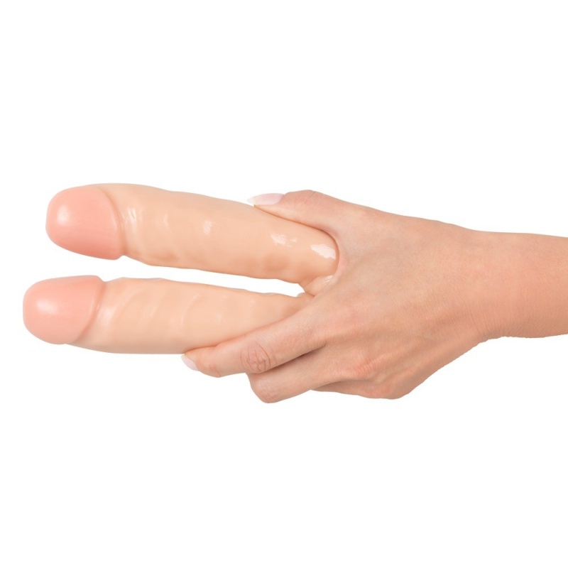 Double Dong – Podwójne Dildo Realistyczne z Żołędziami i Żyłkami, 33,1 cm, śred. 3,8 cm, PVC - 2