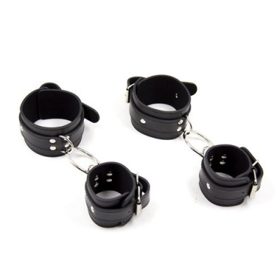 Kajdanki na nadgarstki i kostki Chain Arms - czarne, 19,5 cm (nadgarstki) i 27 cm (kostki) - 1