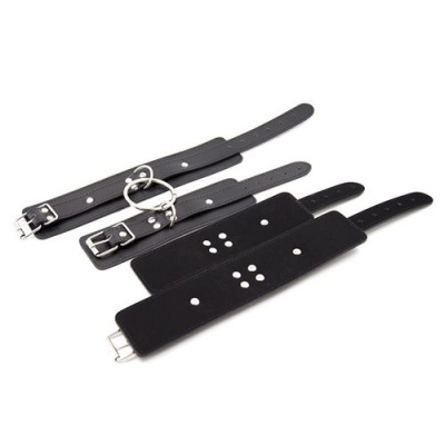 Kajdanki na nadgarstki i kostki Chain Arms - czarne, 19,5 cm (nadgarstki) i 27 cm (kostki) - 1 2