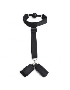Costrittivio Bondage Back Restraint+Gag Black - Uprzęże BDSM - 1 2