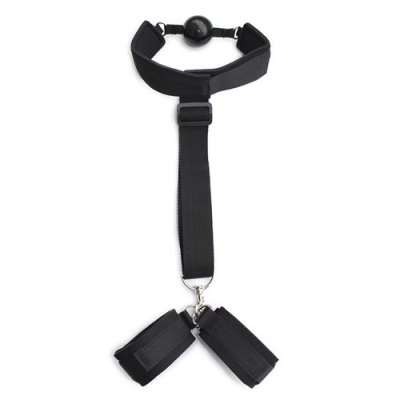 Pas do krępowania rąk z kneblem Costrittivio Bondage Back Restraint czarny - 1 2