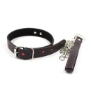 Obroża i smycz Easy Collar Leash Black – czarna ze sztucznej skóry z czerwonymi sercami, regulacja 32-46 cm - 2
