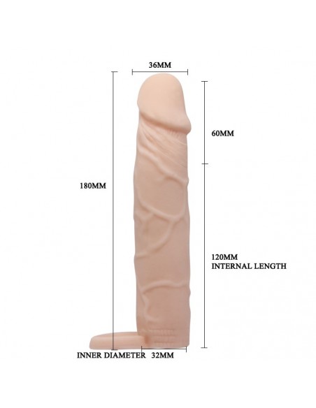 PRETTY LOVE - PENIS SLEEVE 7" LARGE - Przedłużki i nakładki na penisa - 5