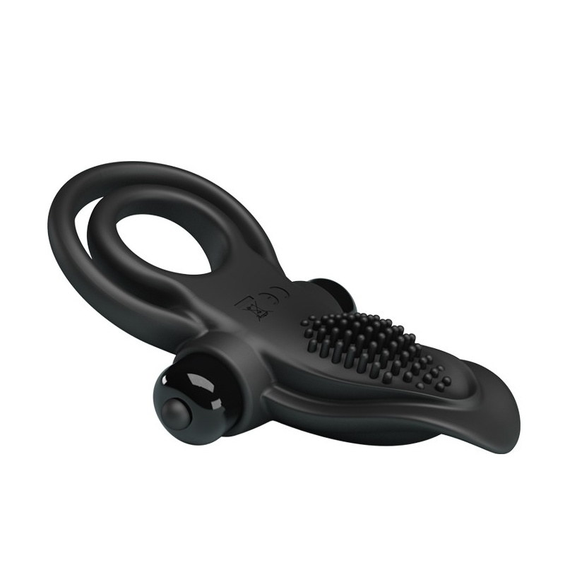 Wibrujący pierścień na penisa Vibrant Penis Ring, 10 funkcji wibracji, czarny, 8 cm - 4