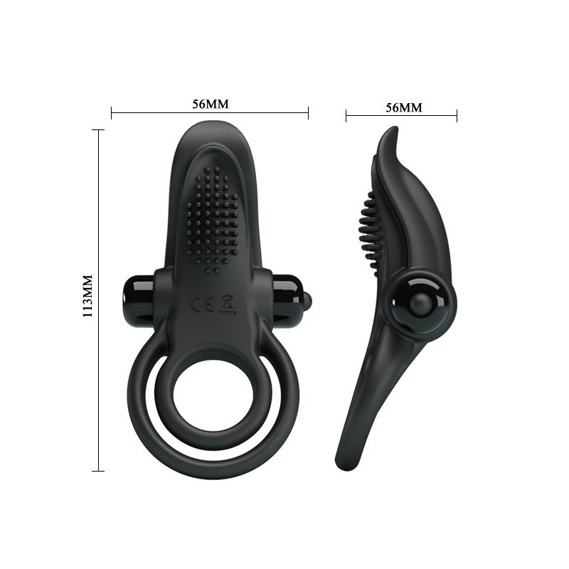 Wibrujący pierścień na penisa Vibrant Penis Ring, 10 funkcji wibracji, czarny, 8 cm - 5
