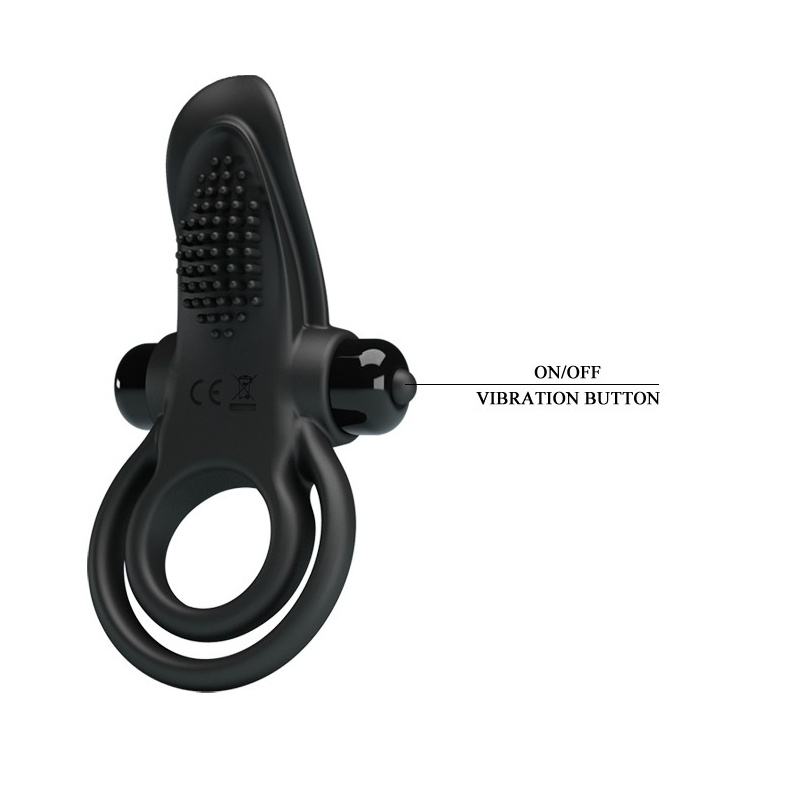 Wibrujący pierścień na penisa Vibrant Penis Ring, 10 funkcji wibracji, czarny, 8 cm - 6