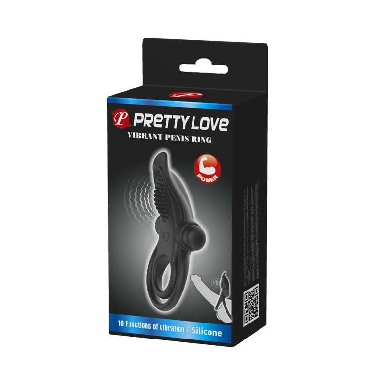 Wibrujący pierścień na penisa Vibrant Penis Ring, 10 funkcji wibracji, czarny, 8 cm - 8