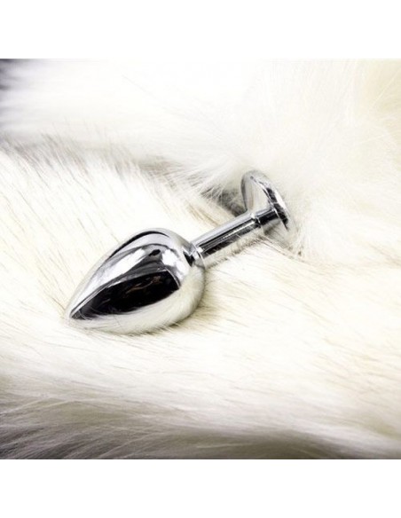 Plug anale con coda Long Fox Tail bianca - Korki analne z ogonkiem - 2