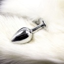 Korek analny z lisim ogonem Long Fox Tail 7x3 cm stalowy biały - 2