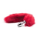 Korek analny stalowy z ogonem lisa Long Fox Tail 7 cm czerwony - 1