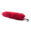 Korek analny stalowy z ogonem lisa Long Fox Tail 7 cm czerwony - 2
